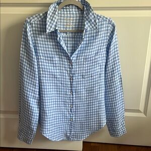 Lilly Pulitzer Blue Gingham Button-Up Shirt, XS, excellent condition